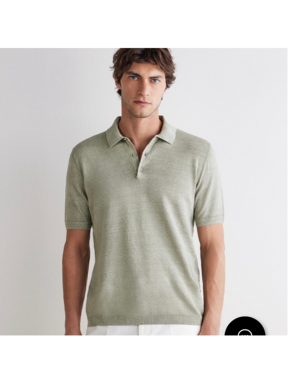 Falconeri Linen Cotton Polo Shirt Jungle Mineral Green M